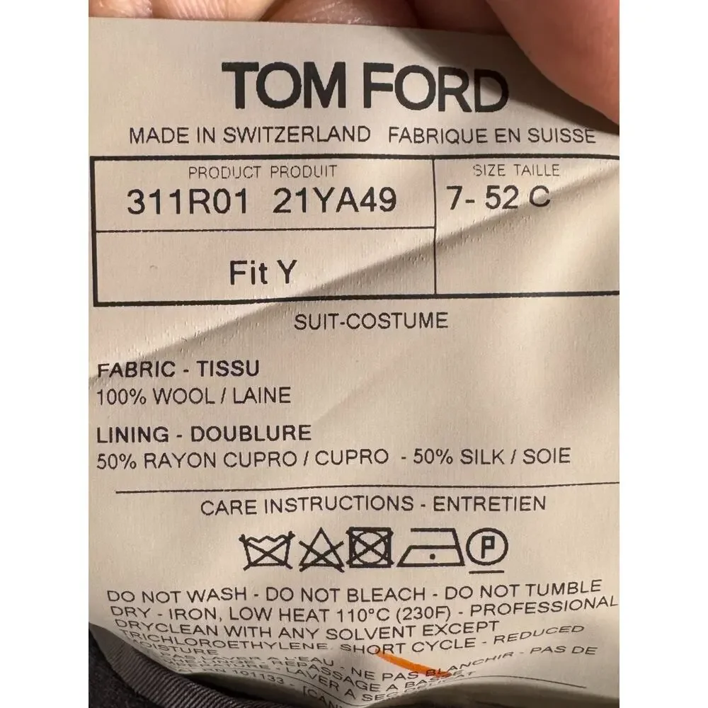 Tom Ford Charcoal Gray Suit 52C 42S Pleated 2Pc Notch Lapel 36x29 Pants O'Connor